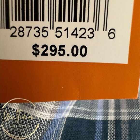 $295 TALLIA Mens Blazer Sport Coat Two Button Jacket 44R LINEN Blue/Navy Plaid - Picture 7 of 8